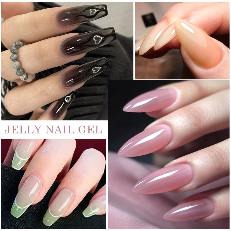 MTSSII 6 Teile/satz Jelly Gel Nagellack Gelee Transparent Rosa Grün Schwarz Blau UV Gel Nail art Lack Kit Frühling Maniküre Nägel