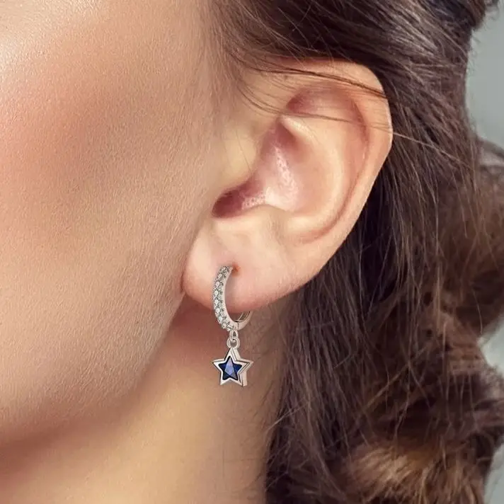 حار بيع 925 أقراط الحلقة الفضية للمرأة Satr القمر انخفاض القرط Pendientes غرامة مجوهرات