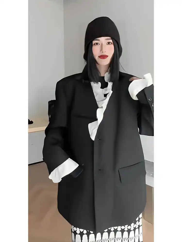 Manteau d'extérieur pour femmes, Blazer féminin, Bandage, Texture Textile grossier, offre spéciale, Harajuku gothique Y2K Punk E Girl
