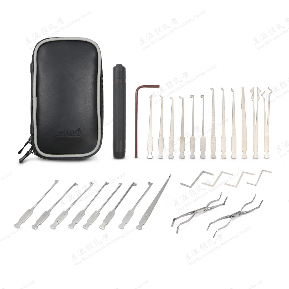 Hot Sale HUK  smith Tool Single Hook With LED Light and Tension Wrench Hardware Tools   Pick Tool Kit