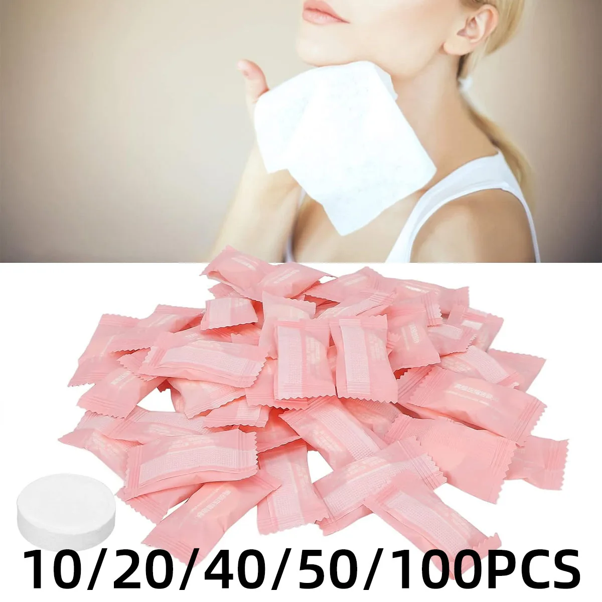 10/20/40/50/100PCS Komprimiertes Handtuch Einweg-Sofort-Gesichtshandtuch Weich und hygienisch Geeignet für Reisen und Outdoor-Aktivitäten