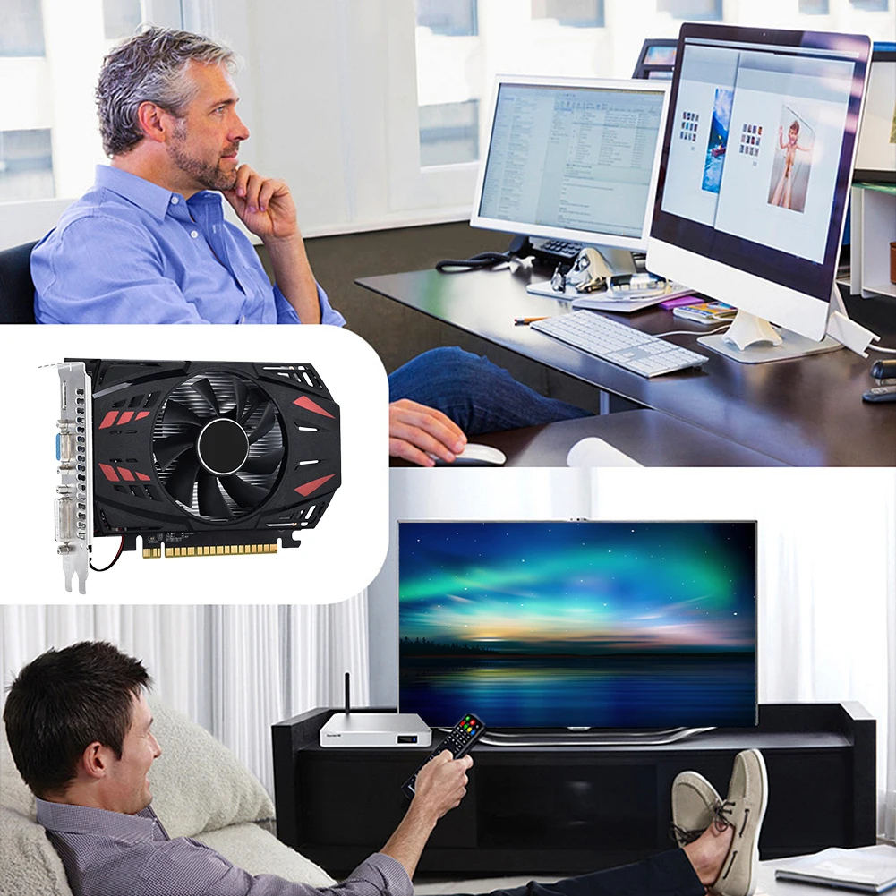 GT730 بطاقة الرسومات الفيديو الكمبيوتر ، HD ، VGA ، DVI ، DDR3 ، 4GB ، PCI-E2.016X ، GT610 ، GT730 ، 128 بت مع مروحة التبريد #5