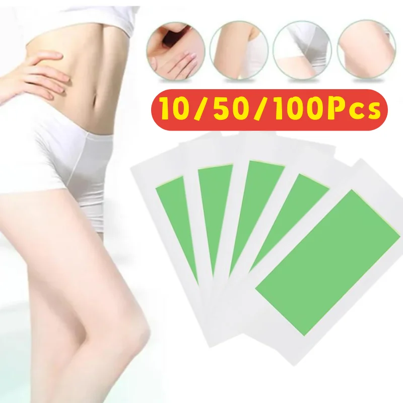 10/50/100 Peças de Tiras de Cera para Depilação de Verão, Adesivos Profissionais para Depilação de Rosto, Pernas, Lábios, Sobrancelhas e Braços
