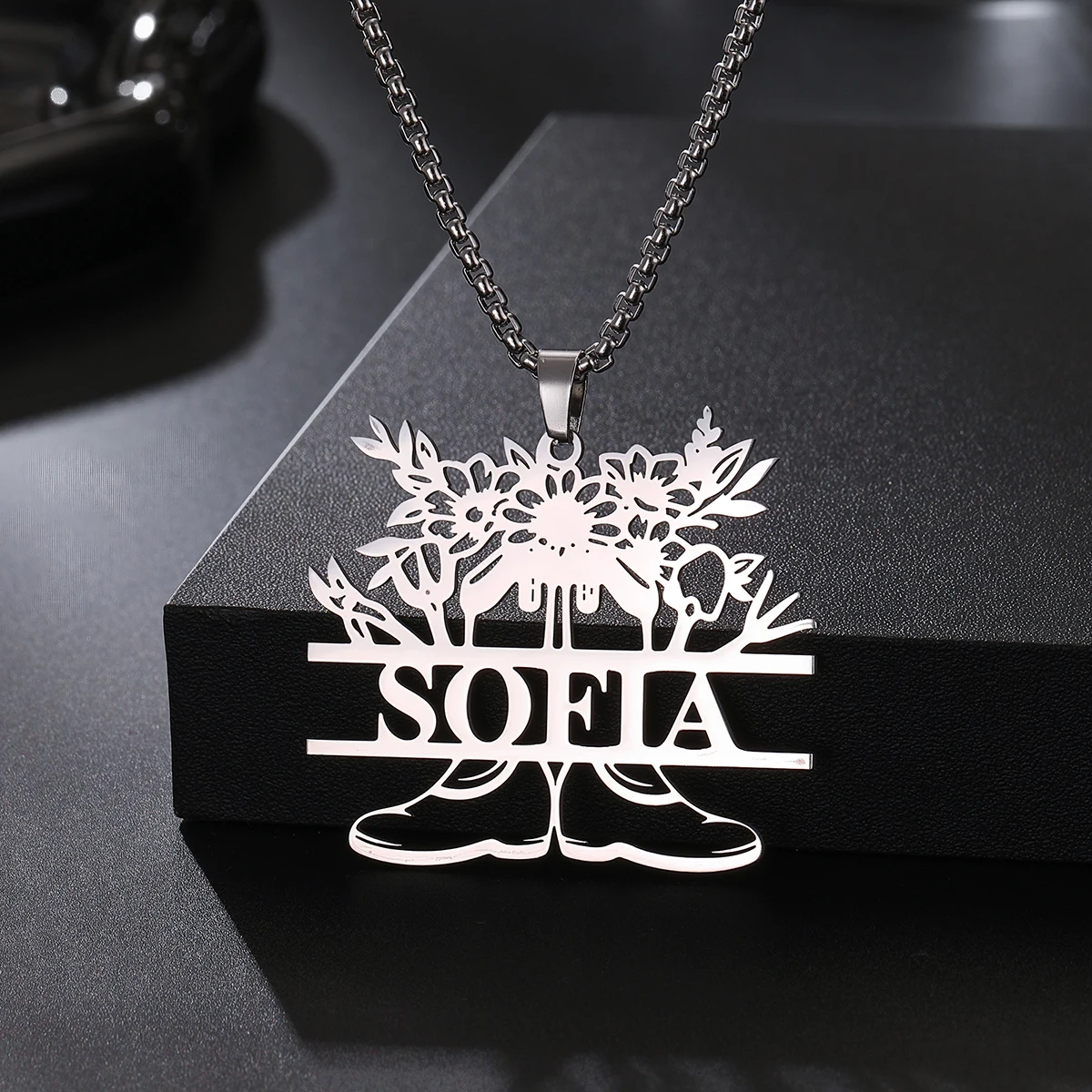 تخصيص اسم قلادة شخصية قلادة 60 سنتيمتر سلسلة الجوف نمط مخصص اسم القلائد مجوهرات للرجال هدية عيد ميلاد