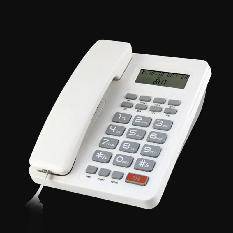 Desktop Corded Telephone Landline Phone with Calculator, Hands-Free Dialing, LCD Display, Adjustable Volume & LCD Brightness