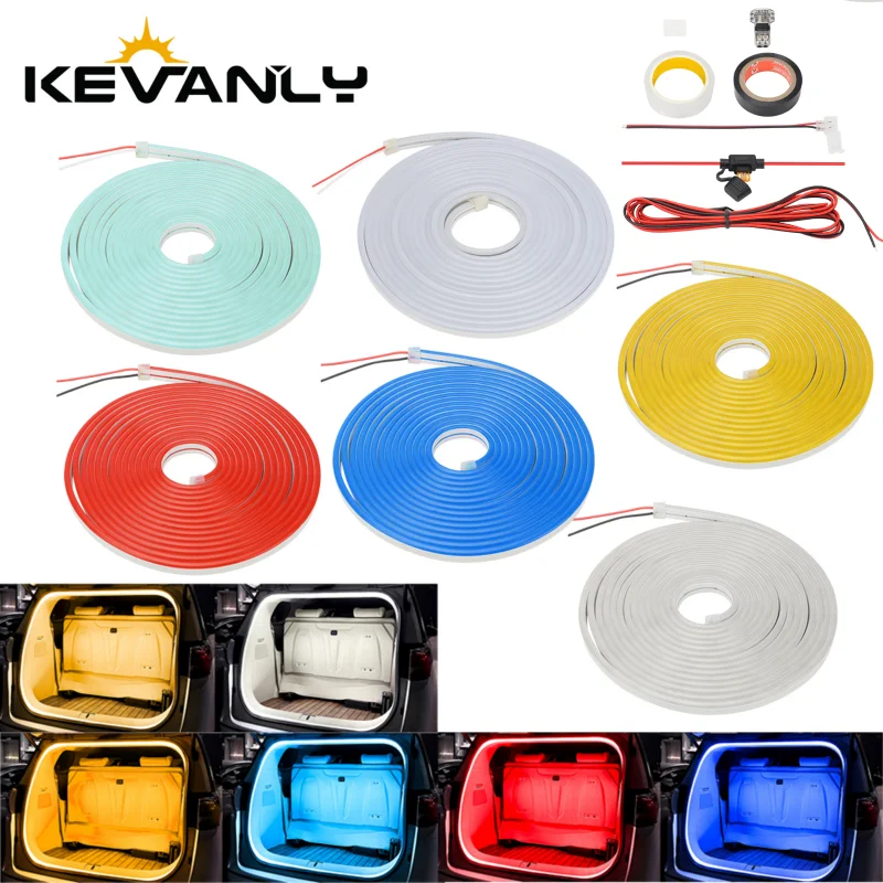 

5M Rear Trunk LED Light Bar Strips Trunk Interior Decorative Lamp Strip For Automatic universal Luggage Atmosphere Light 12V