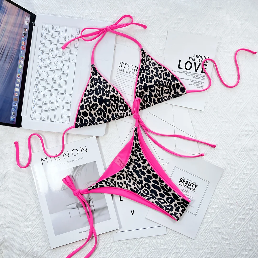 Sexy Neckholder-Bikini im brasilianischen Leopard-Stil, Damen-Badeanzug, zweiteiliges Bikini-Set, Badebekleidung, Badeanzug, Schwimmbekleidung V3681SW – Detail 40