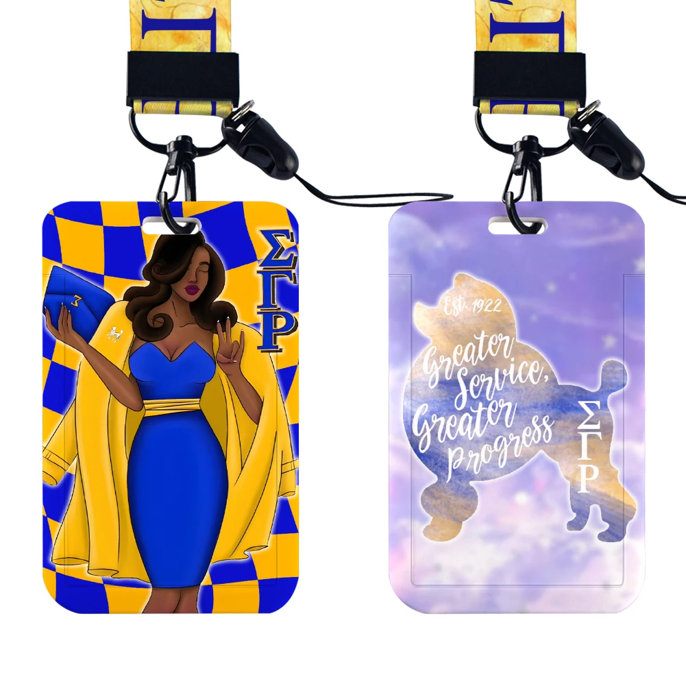 Sigma Gamma Rho sodality  ID Card Holders Lanyard Anime Credit Card Badge Holder Girl Retractable Clip Business Cardholder Key