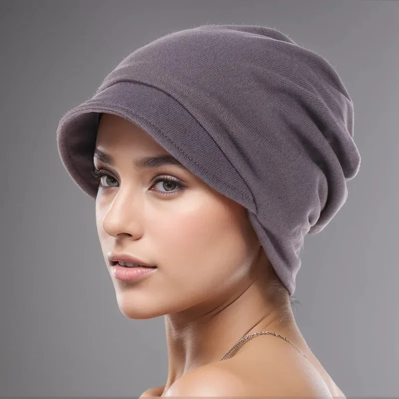 

Muslim Fashion Hijab Soft Elastic Head Cover Women's Headscarf Hat Chemo Hats Hair Care Solid Color Turban Bonnet