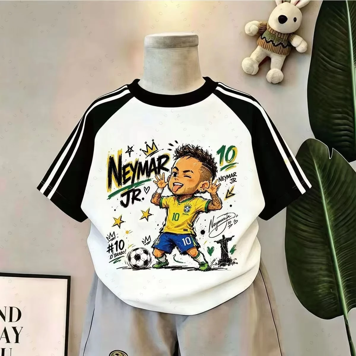 2026 Kinder- und Erwachsenen-T-Shirt mit Cartoon-Fußballspieler-Aufdruck CR7 Messi Neymar Yamal Haaland Kurzarm Fußball-Fans Eltern-Kind-Oberteil – Detail 7
