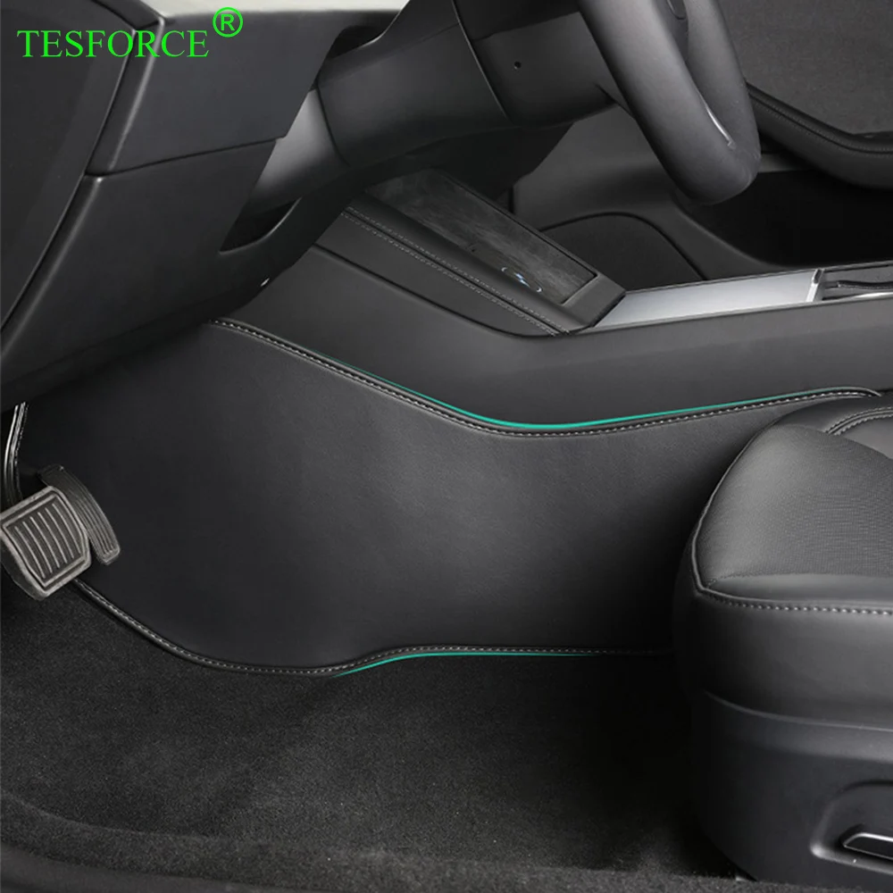 

For Tesla Model 3 Highland Central Control Side Defense Kick Pad Nappa Leather Model Y 2023 Right Rudder Protective Foot Pad