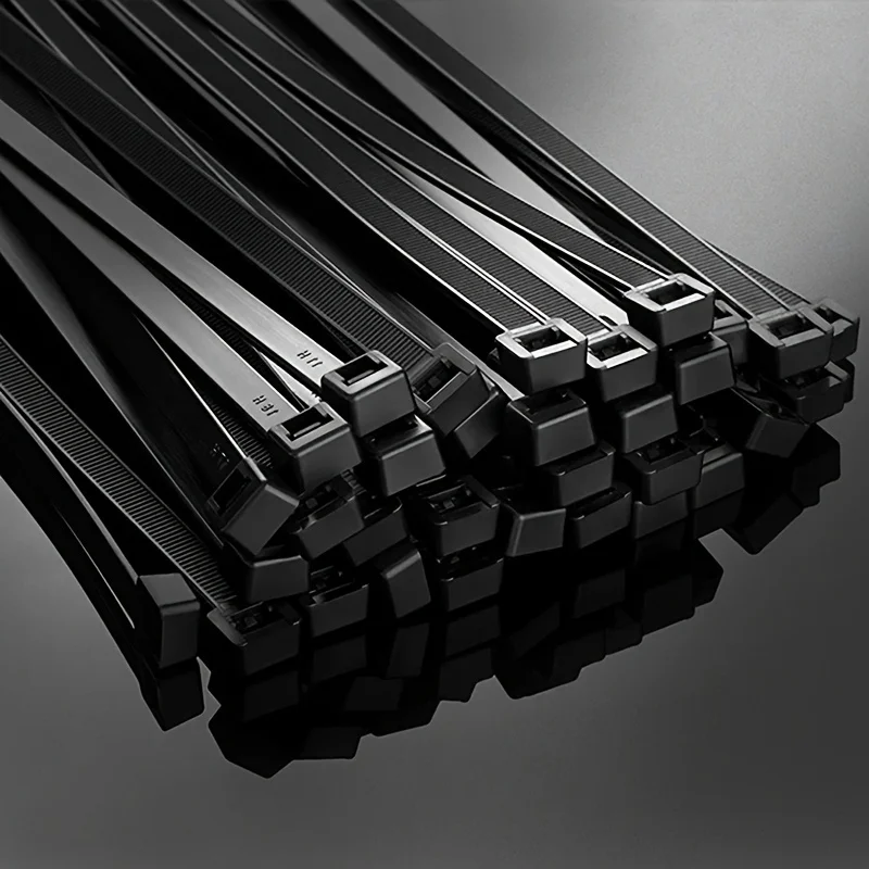100pcs Black Cable Ties High Tensile Strength, Uv Resistant, Self-Locking for Home & Office Cord Management