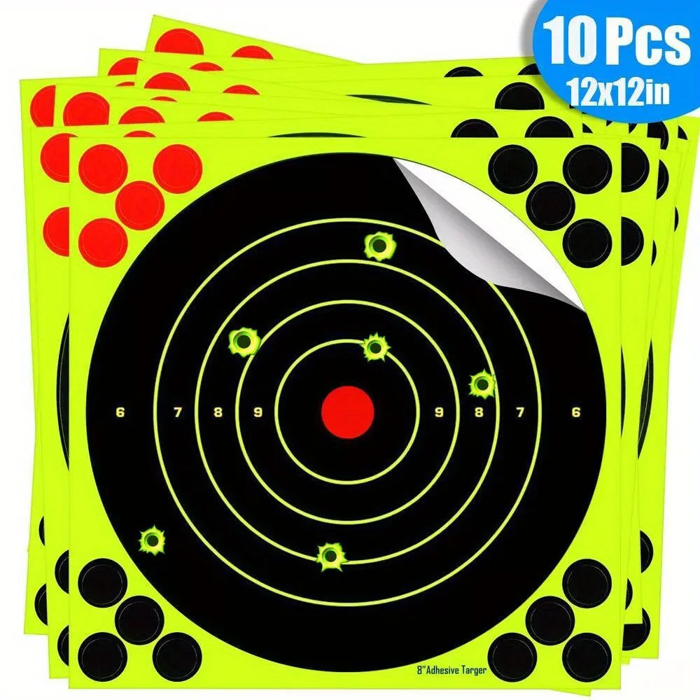10 szt. Taktyczne 30 cm Żółte Naklejki Celownicze Akcesoria Treningowe Samoprzylepne Reaktywność Celowanie Polowanie Okrągłe Papierki Strzeleckie