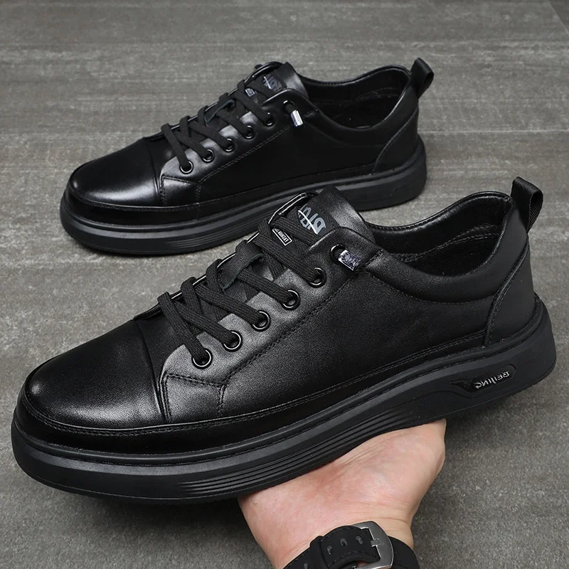 

2025 Hot Top Layer Cowhide Board Shoes Men's High End Casual Shoes Comfortable Men's Shoes Fashion Trendy Versatile Shoes