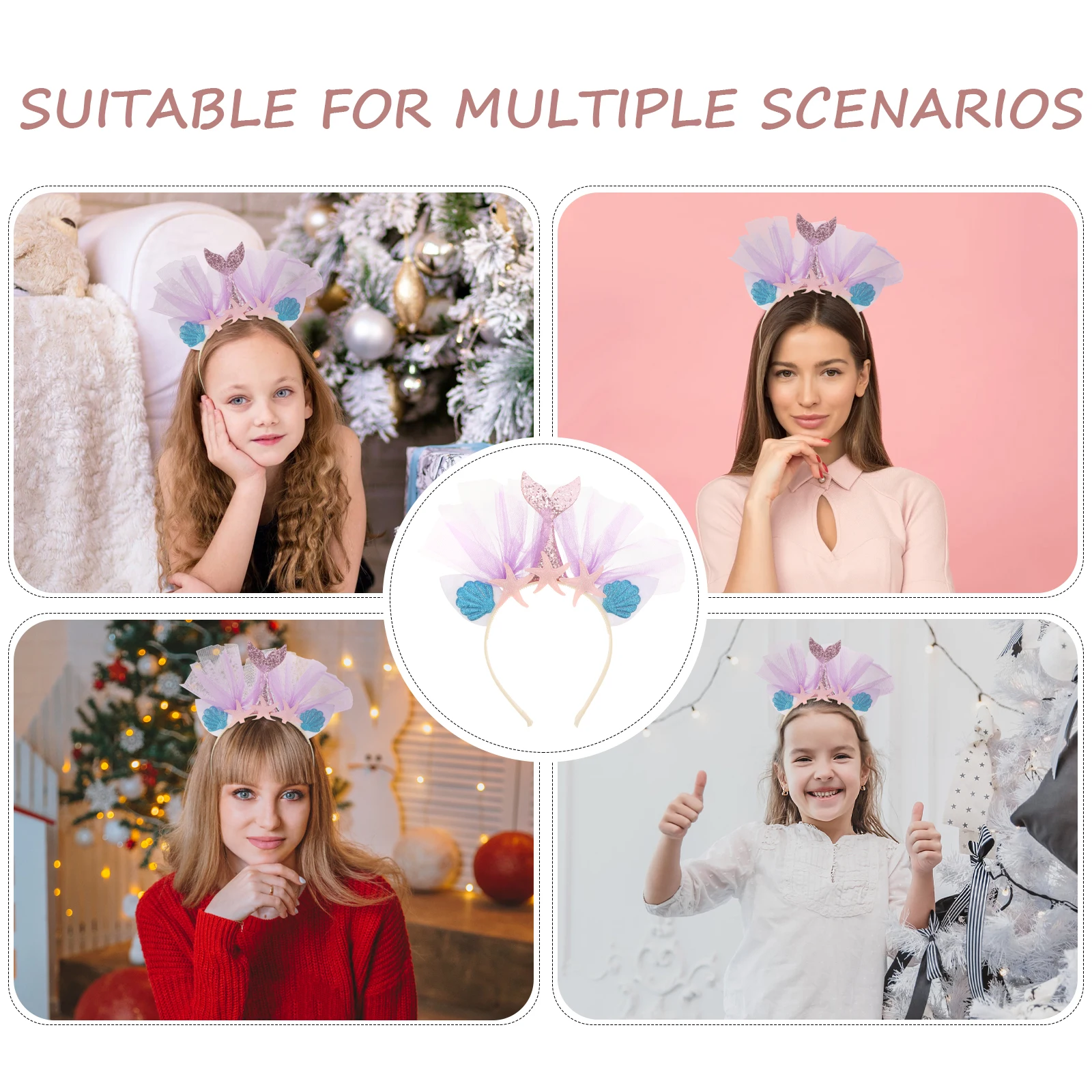 

Gold Glitter Hair Hoop For Mesh Star Shell Design Lightweight Party Accessory Festival Carnival Christmas Easter