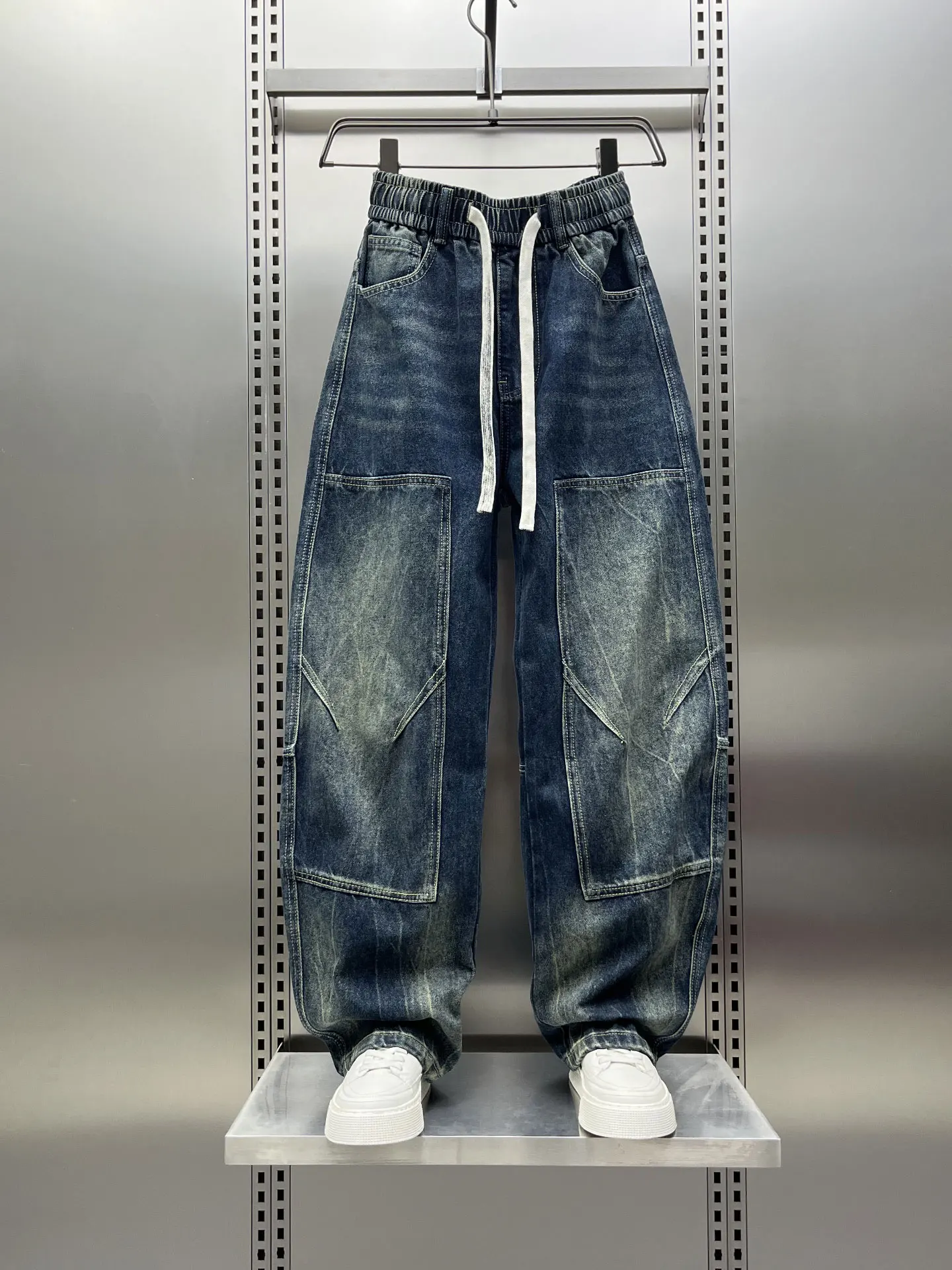 

Мужские джинсы в стиле ретро с широкими штанинами, осенне-зимние, прямого кроя, повседневные, в американском стиле, модные, свободные, удобные, из денима