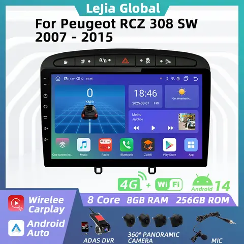 Car Radio For Peugeot RCZ 308 SW 2007 - 2015 408 2012 - 2020 Android Multimedia GPS Navigation Carplay Head Unit Stereo 2 Din 4G