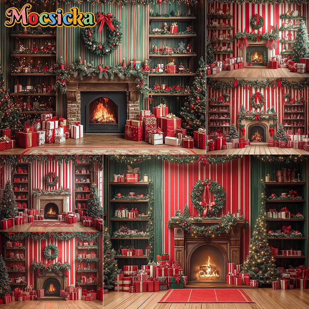 Mocsicka التصوير خلفية هدية الكريسماس الموقد غرفة الديكور الأسرة عيد الميلاد عطلة صورة الخلفيات للصور