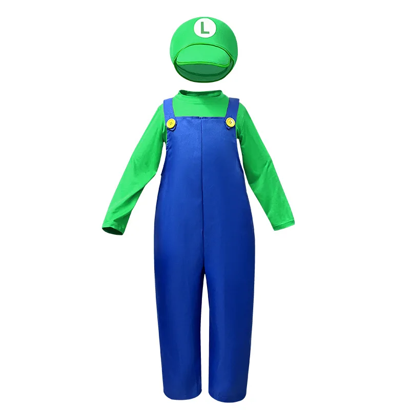 配管工コスチュームコスプレ衣装ボディスーツ子供服ステージパフォーマンスオーバーオール面白いセット少年少女アニメロールプレイ衣装