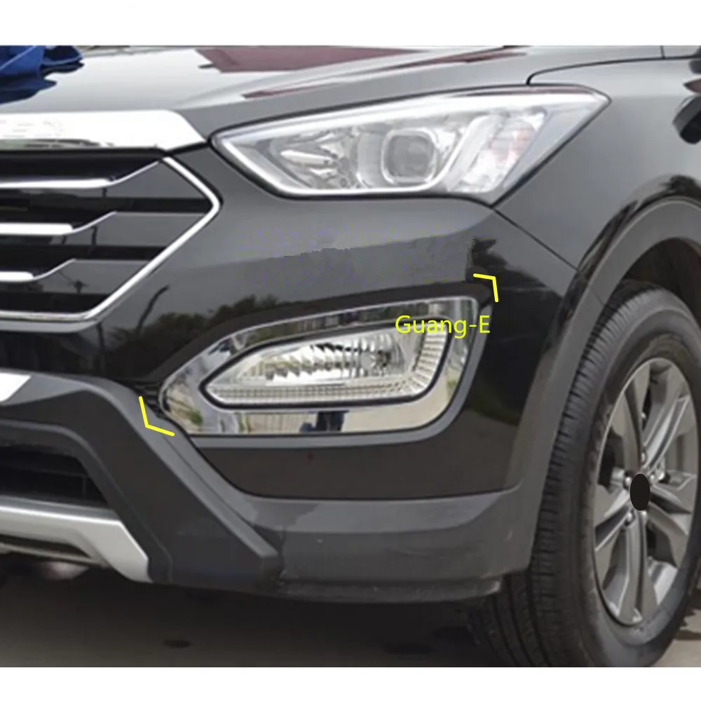 For Hyundai IX45 SantaFe 2013 2014 2015 2016 2017 2018 Car Styling Cover Eyebrow ABS Chrome Front Fog Light Lamp Trim Frame Part