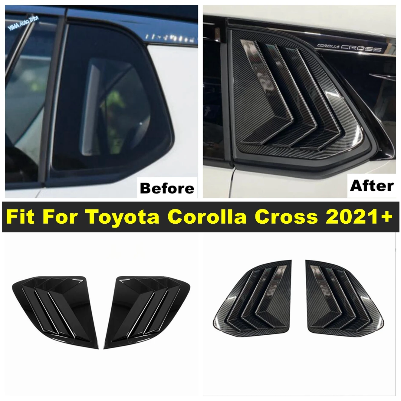 

ABS Auto Rear Window Side Tuyere Louvers Vent Louvers Decor Frame Cover Trim Accessories For Toyota Corolla Cross 2021 - 2024