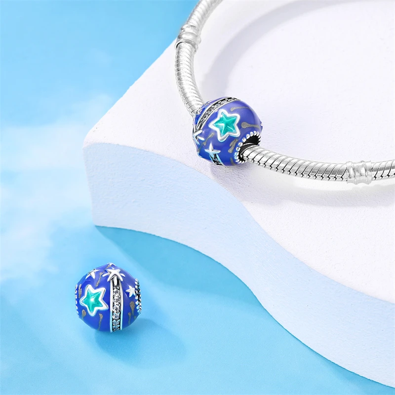 Fit Qikaola Original Bracelets 925 Sterling Silver Fantasy Earth Moon Travel Celestial Body Charms Beads Fine DIY Jewelry Making