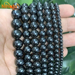 Smooth Black Hematite Round Loose Beads DIY Bracelet Earrings Accessorie 15