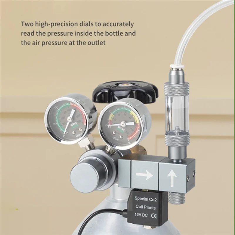 A83G-CO2 Regulator Dual Meter Magneetventiel Quick Plug Schuimrecorder Besturingssysteem Aquarium CO2 Drukreduceerventiel EU Pl