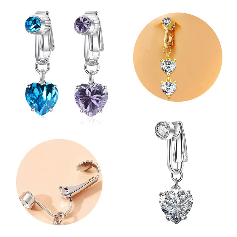 Nep Nep Navel Navel Ring Perzik Hart Nep Navel Piercing Clip Op Navelstreng Navel Navel Kraakbeen Clip Body Sieraden