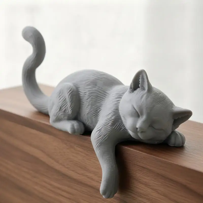 3D Printed Lazy Cat Monitor Edge Ornament Aesthetic Kawaii Desk Topper for Gaming Setup Office Cat Lover Gift