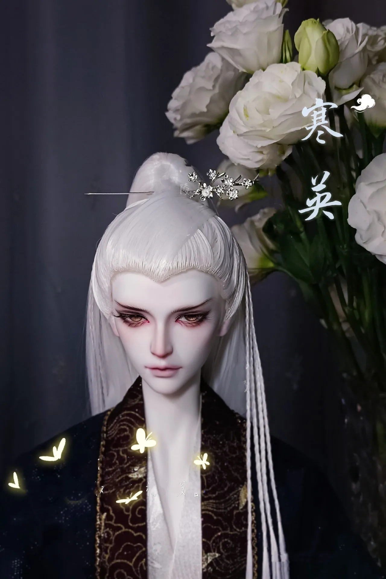 1/3 BJD Doll Ancient Style Heasdress “Silver Plum On Cold Night”，Big Girl Uncle Tiara Accessories Free Shipping