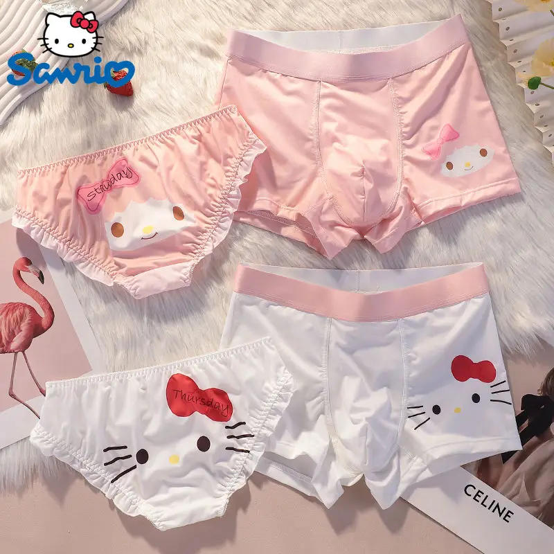 Sanrio Hello Kitty Melody Cinnamoroll Pochacco Two Set Of Couples Underwear Panties Cute Cartoon Boxer Shorts Briefs 2pcs Set