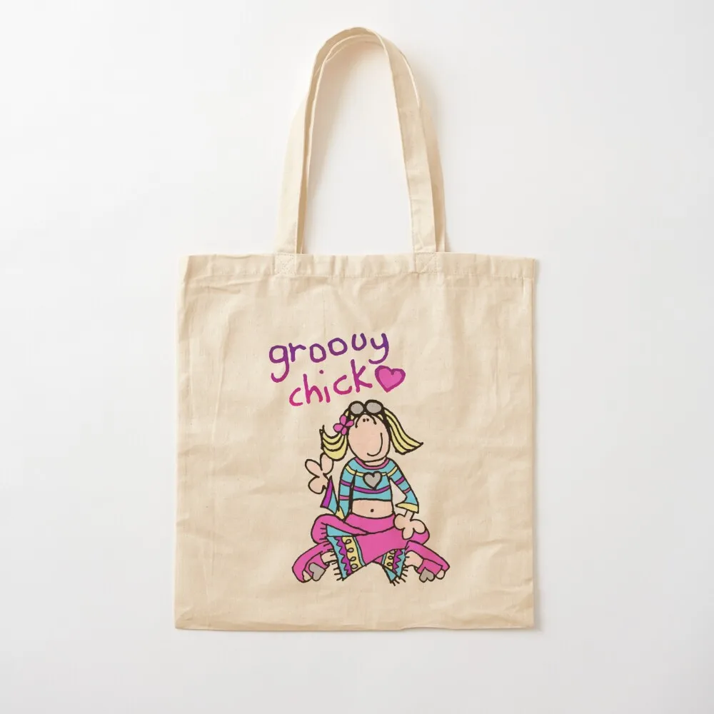 

Groovy Chick Girls 2000s Y2K vintage Tote Bag Portable shopping bag university shopper bag Canvas Tote