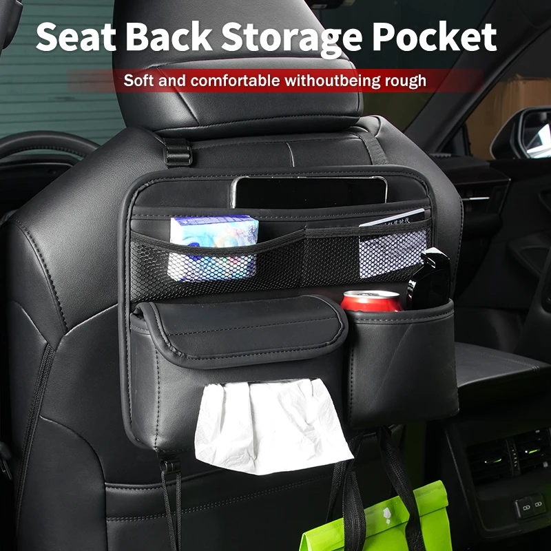 Car Seatback Storage Bag Backseat Organizer Tissue Box Cup Holder Accessories 3