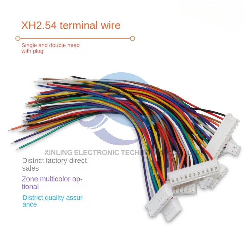 10pcs XH2.54 electronic wire terminal wire single/double head tinned 10cm-50cm color connecting wire 1007 # 26awg