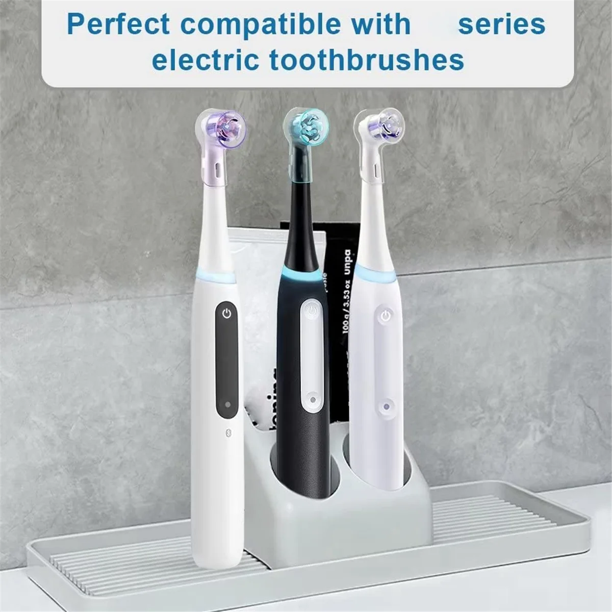 Têtes de brosse à dents anti-poussière, compatible avec Oral-B, série IO, QuestionTravel, gris, lot de 6