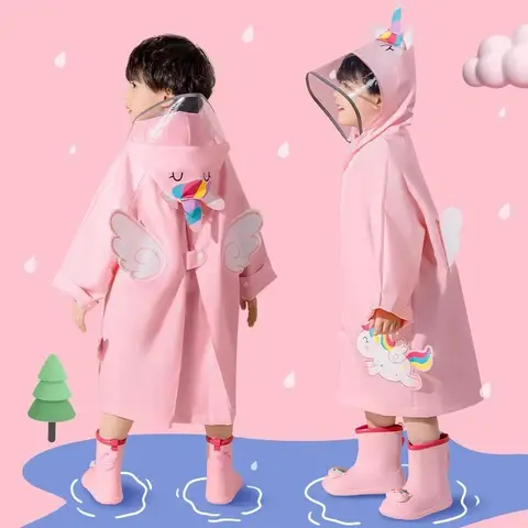 MELITTDEER Children Raincoat, Cute Kids Rainwear Wateproof  Rabbit Unicorn Rain Poncho with Backpack Position Student RainWear