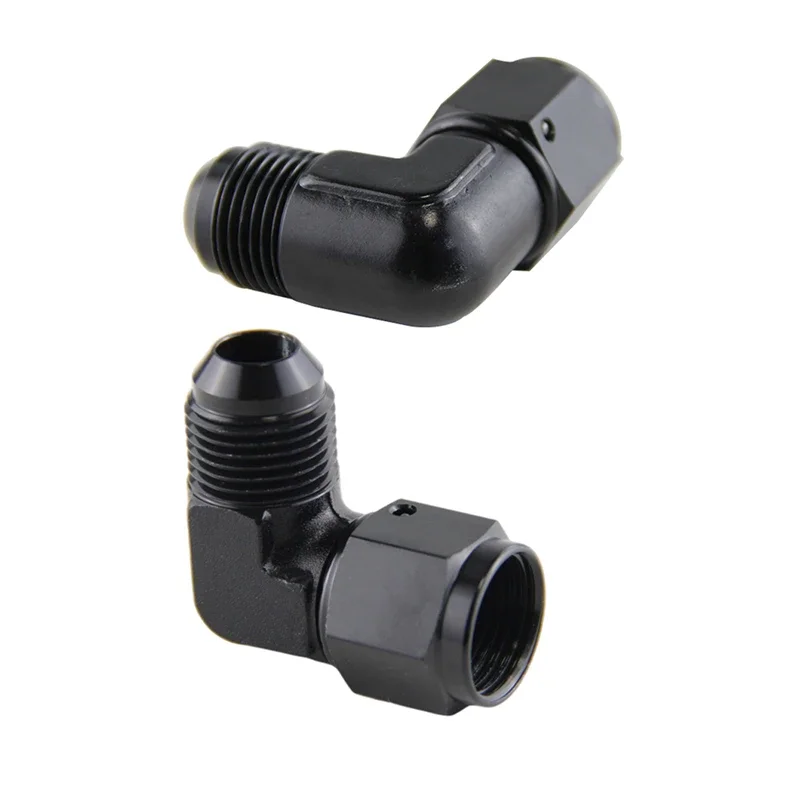 2PCS AN3 AN4 AN6 AN8 AN10 AN12 Female to 3AN-12AN Male 90 Degree Flare Swivel Hose Fitting Adapter Black Aluminium Anodized