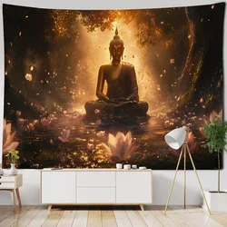Meditation Buddha Statue Tapestry Wall Hanging Bohemian Home Art Decoration Hippie Wall Hanging Cloth Background Poster
