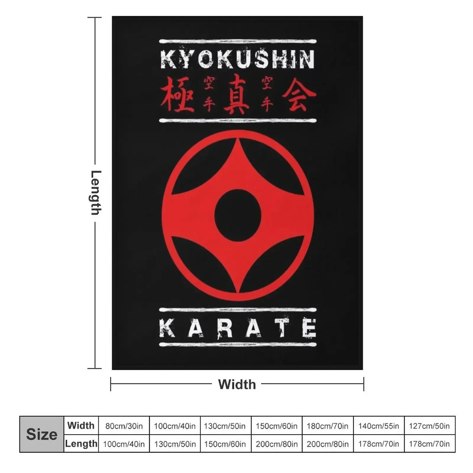 Kyokushin Karate (white text) Throw Blanket Large Luxury Thermal Hairys Blankets