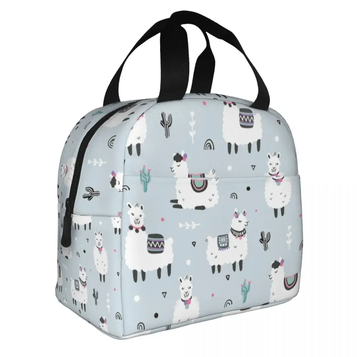 Lunch Bag for Men Women Llamad Alpaca Cactuses Thermal Cooler Portable Picnic Work Canvas Lunch Box Bento Pouch