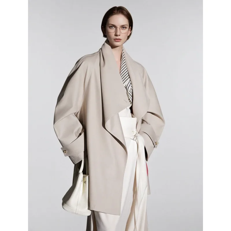 

Large Lapel Silhouette Trench Coat Women Autumn New Loose Thin Coat