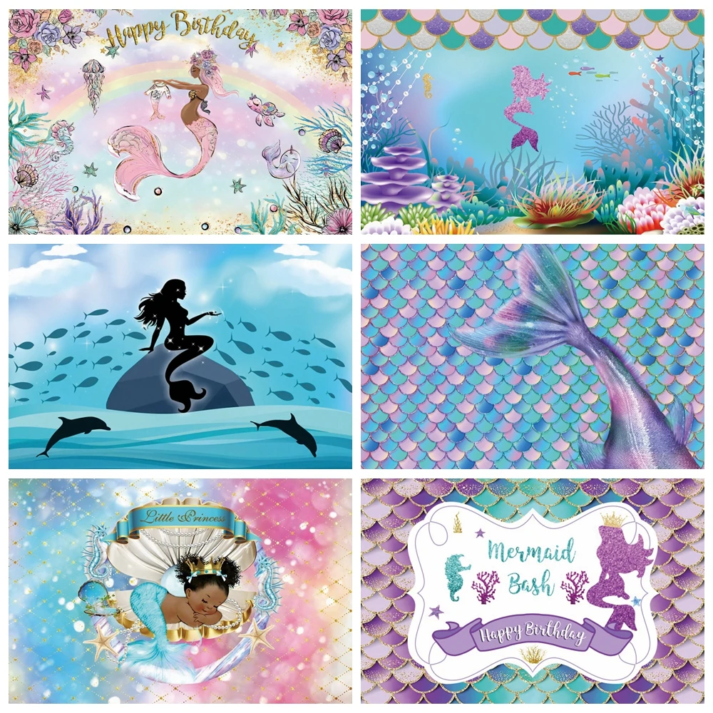 

Mermaid Scales Background Fish Tail Photo Shoot Background Happy Birthday Mermaid Party Decorations Photo Banner Props