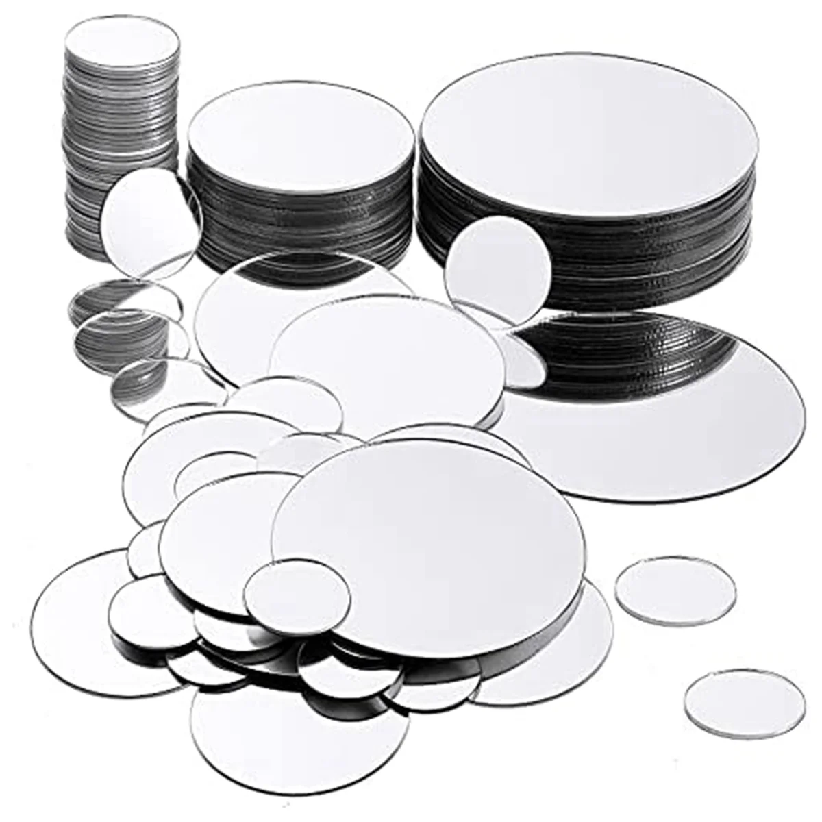 100 Pieces Mini Size Round Mirror Small Round Mirror Adhesive Mirror Round Craft Mirror Tiles for Crafts