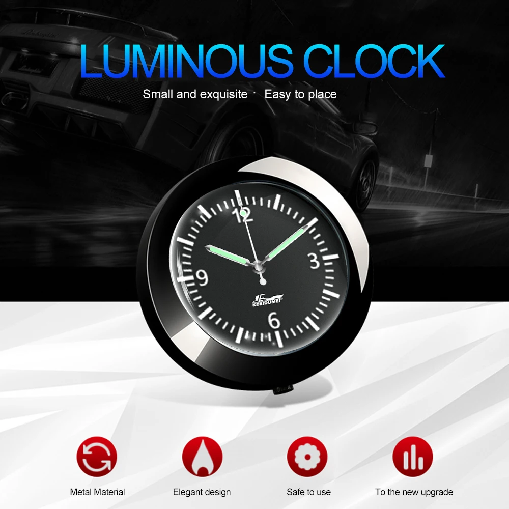 43mm Car Clock For Car Luminous Auto Gauge Air Vent Quartz Clock with clip Auto air outlet Watch Car styling Car Accessories