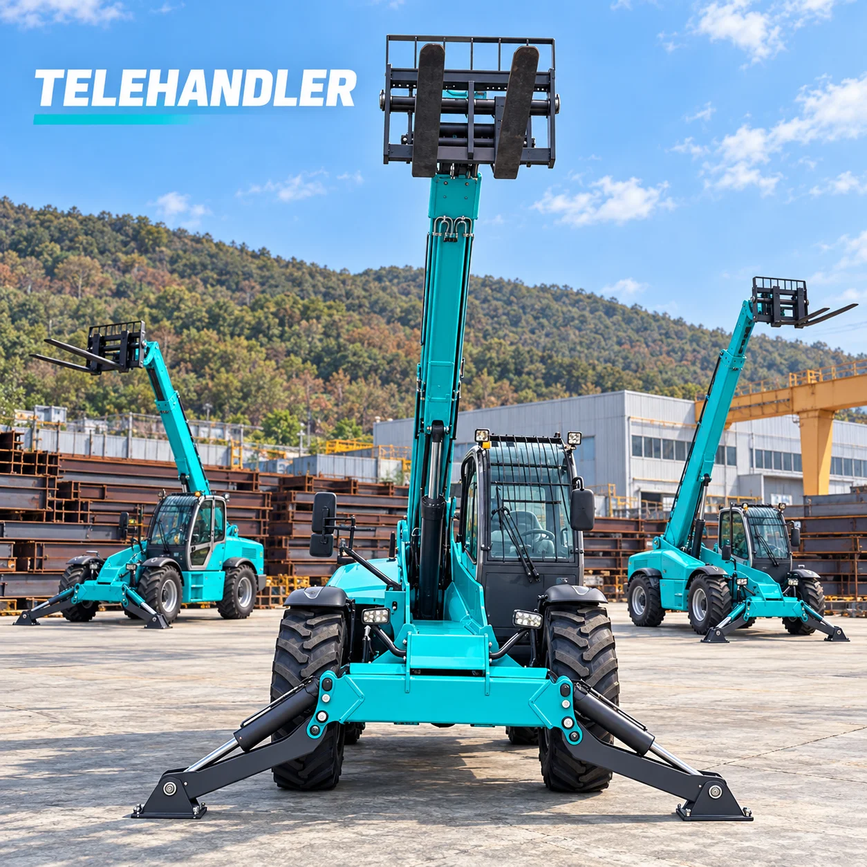 Extendable Reach Forklift Machine for Farm Storage Building Materials Warehouse and Logistics Applications