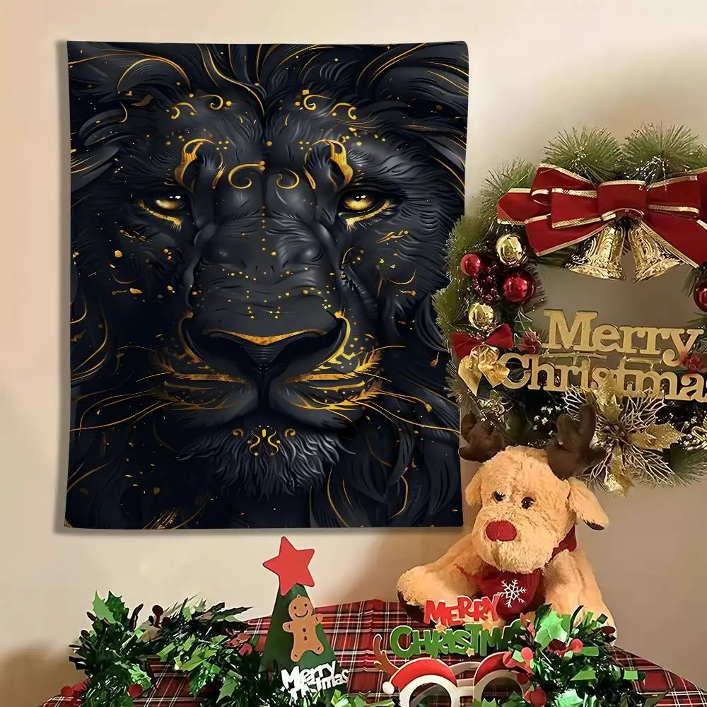 

Dark Black Gold Eagle Lion Tapestry Wall Hanging Tapestry, Room Decor For Bedroom Living Room Dorm, Home Decoration Gift