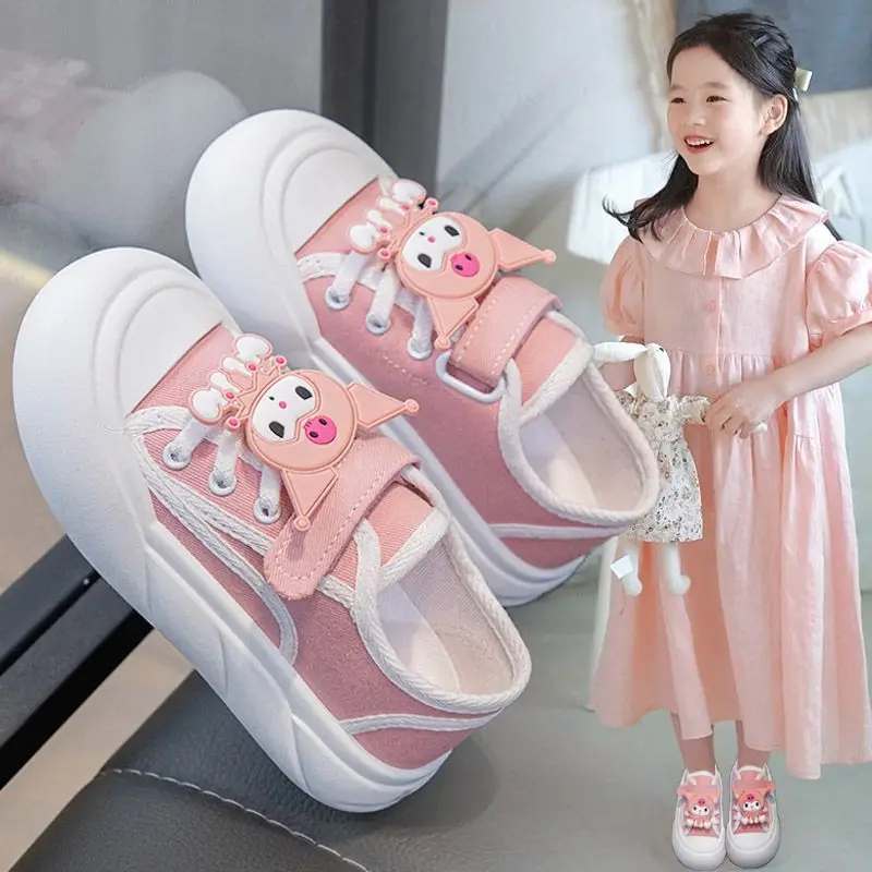 

Girly Heart Kawaii Kuromi Anime Ins Fashion Sanrio Board Canvas Shoes Cute Cartoon Children Soft Soled Casual Sneakers Gifts