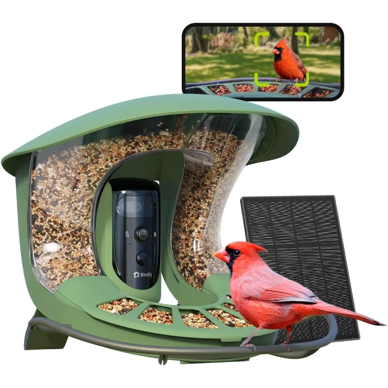 Smart Bird Feeder with Camera, Dual-Lens, Solar-Powered, Wireless Birdwatching