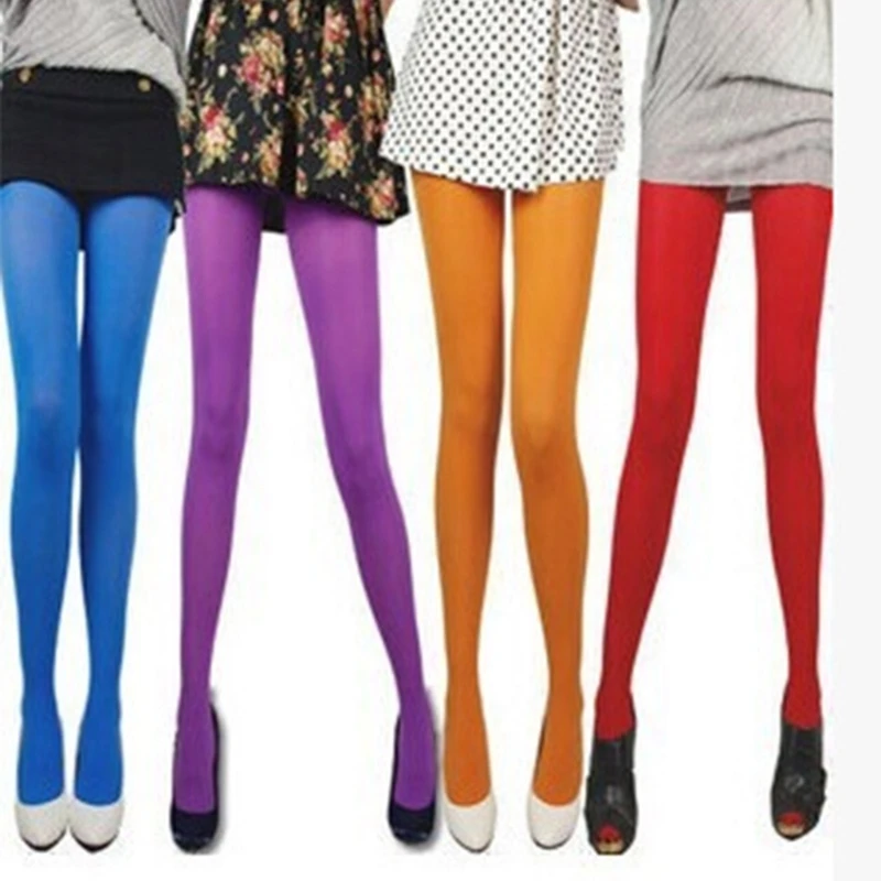 Women’s Solid Colored Full Footed Vibrant Color Opaque Fashion Tights Hosiery